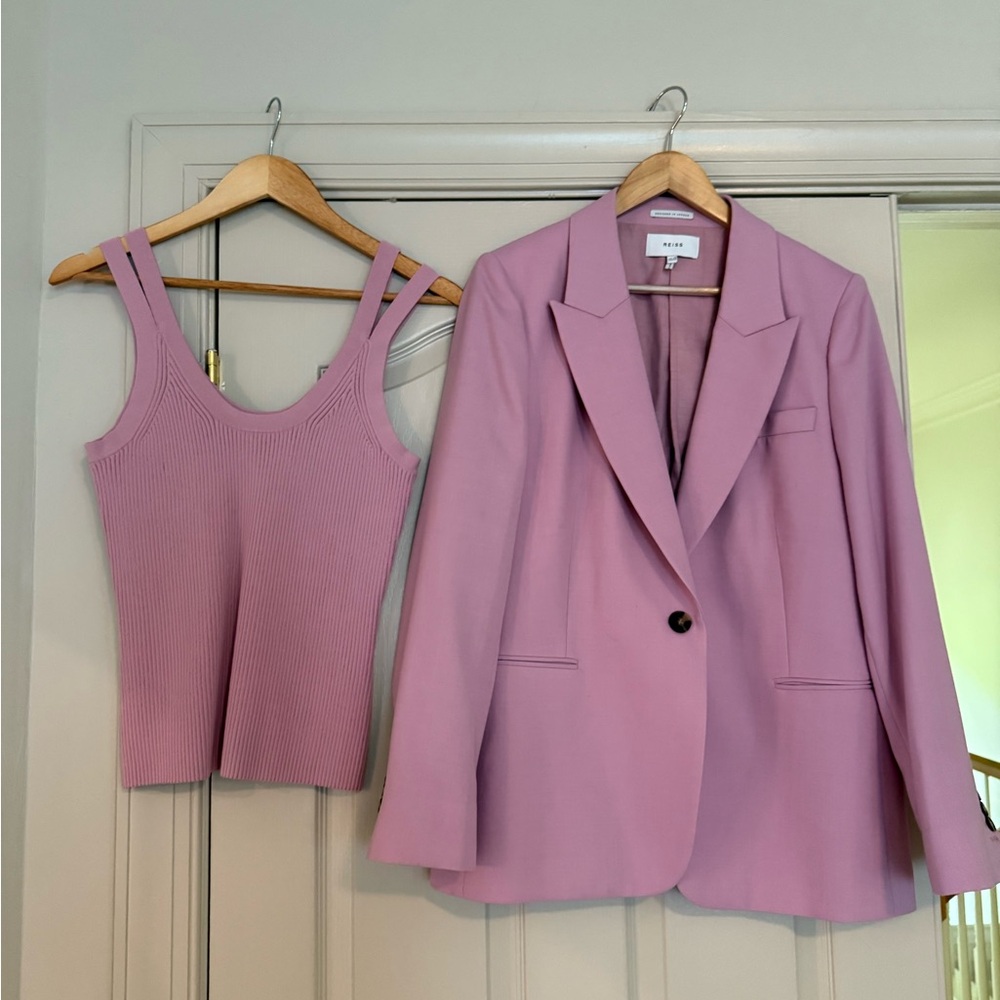 Reiss Pink Blazer Suit Jacket and matching top EUC